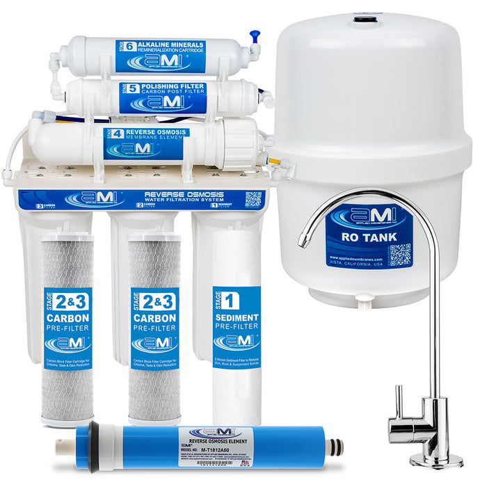 50 GPD RO System with Alkaline Minerals for Home Drinking Water | 6 Stage RO System