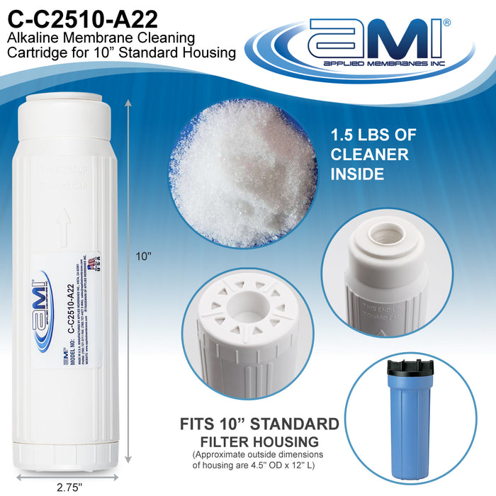 Alkaline RO Membrane Cleaning Cartridge | 10" Standard Size | High pH Membrane Cleaner for Organics