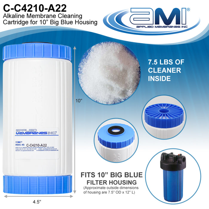 Alkaline RO Membrane Cleaning Cartridge | 10" Big Blue Size | High pH Membrane Cleaner for Organics