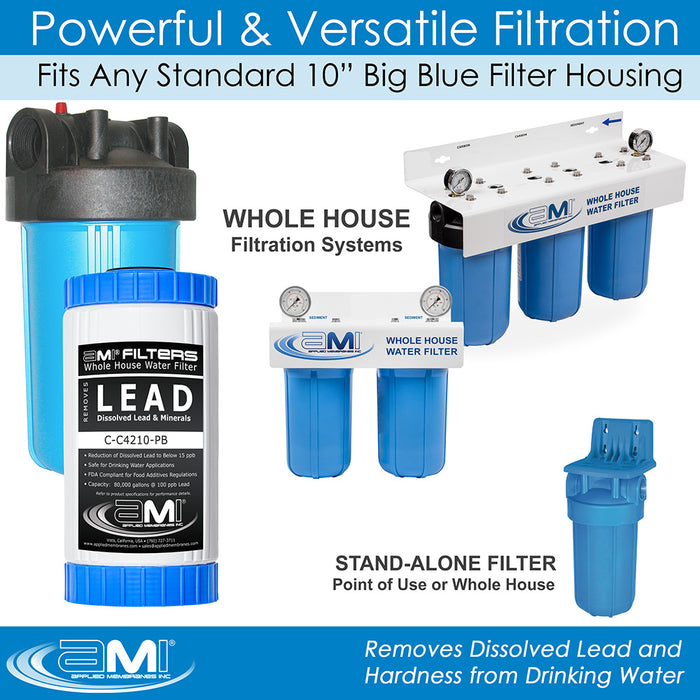 Dissolved Lead 4.5x10" | Lead Reducing Filter Cartridge for Whole House | For 10" Big Blue Housing