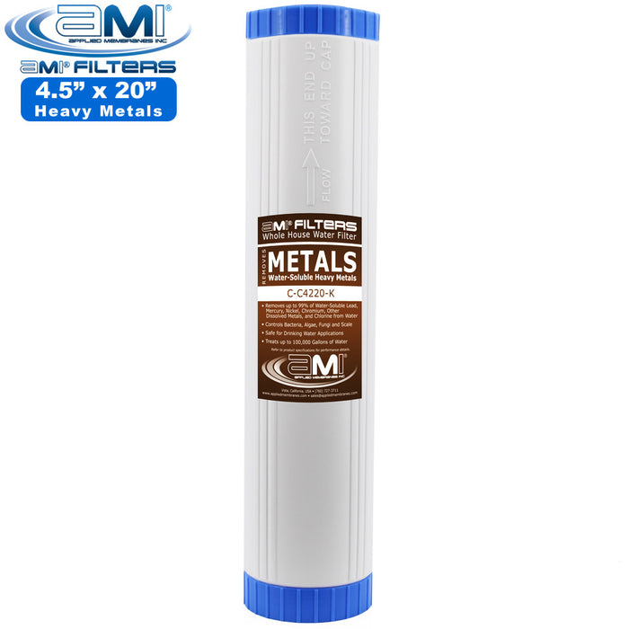 Heavy Metals 4.5x20" | Metal Toxins Reducing Filter Cartridge for Whole House | Fits 20" Big Blue Housing