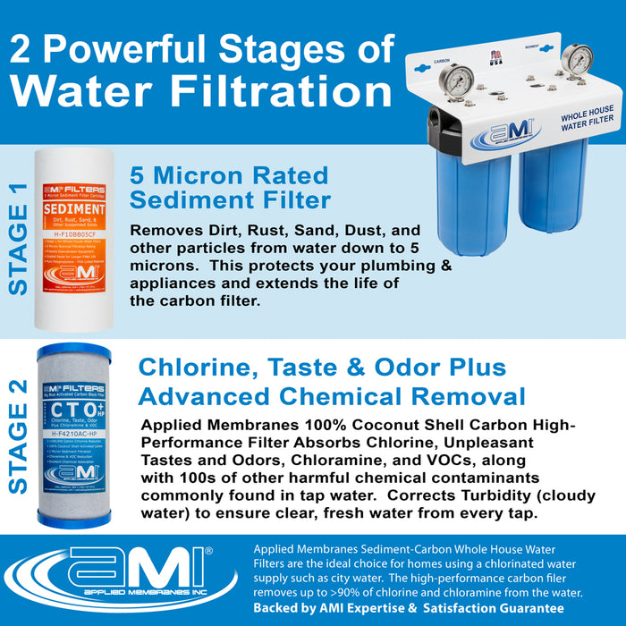 Replacement Filter Pack for Whole House Carbon & Sediment Water Filtration System | 10" 2-Stage