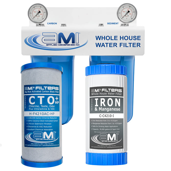 10" Big Blue 2 Stage | Whole House Water Filter System For Iron, Manganese, Sediment, Chlorine & Chemical Reduction