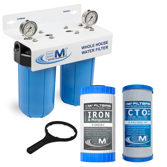 10" Big Blue 2 Stage | Whole House Water Filter System For Iron, Manganese, Sediment, Chlorine & Chemical Reduction