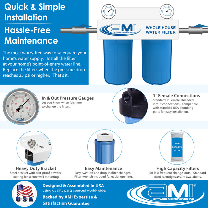 10" Big Blue 2 Stage | Whole House Water Filter System For Iron, Manganese, Sediment, Chlorine & Chemical Reduction