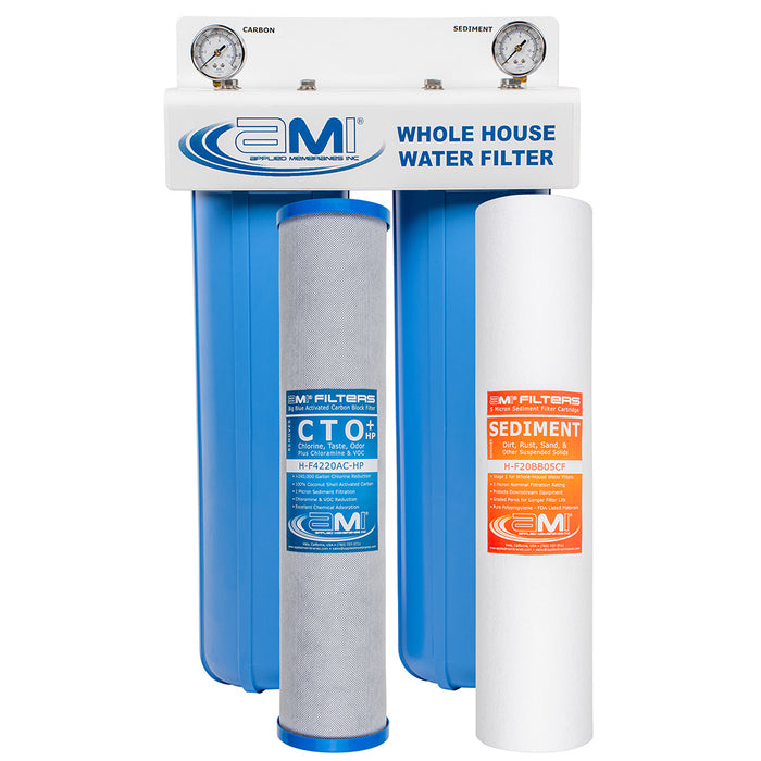 20" Big Blue 2 Stage | Whole House Water Filter System For Sediment, Chlorine & Chemical Reduction | Sediment + Carbon
