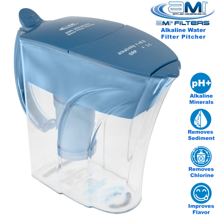 Alkaline Water Pitcher for Pure Filtered Water, Removes Impurities and Chlorine, Raises pH, Enhances with Minerals