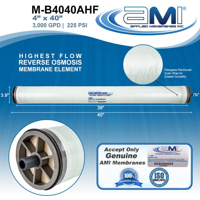 4" x 40" | 2,400 GPD | FRP Wrapped | Commercial Brackish RO Membrane | Applied Membranes