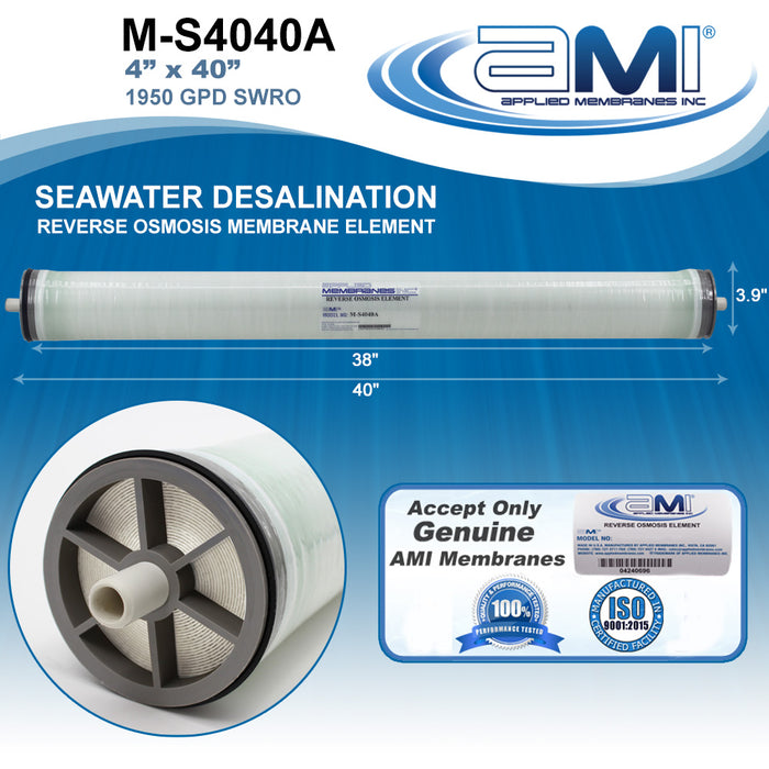 4"x40" | 1950 GPD | 99.6% Salt Rejection | Seawater RO Membrane | Applied Membranes