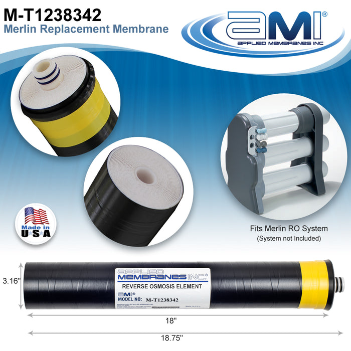 GE Merlin Replacement RO Membrane | AMI Replacement for GE 1238342 and Pentair TLC-350  for Merlin RO System