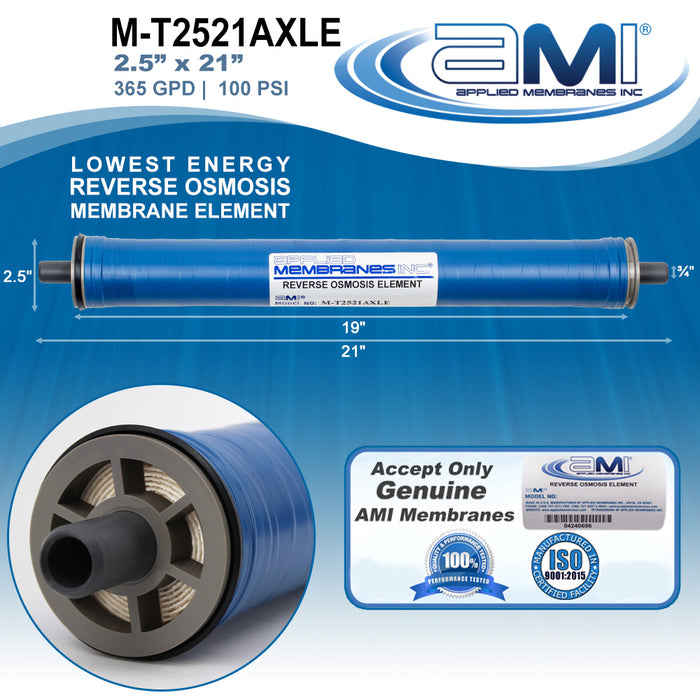 2.5" x 21" | 365 GPD | 100 PSI | AMI XLE Extra-Low Energy RO Membrane