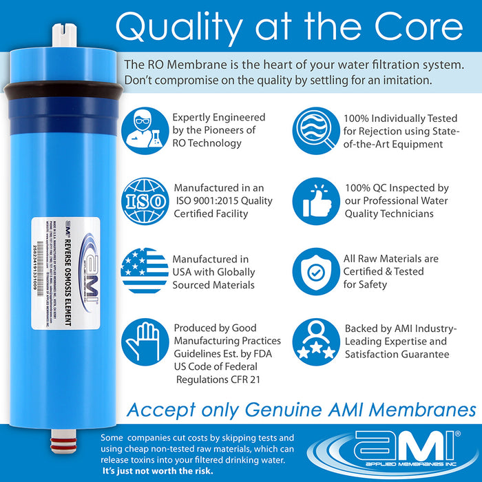 AMI 3"x12" | 300 GPD | High Flow Tankless RO Membrane