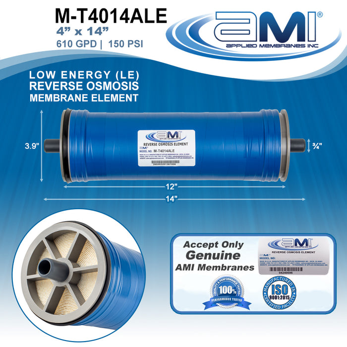 4" x 14" | 610 GPD | 150 PSI | Low Energy RO Membrane | Applied Membranes