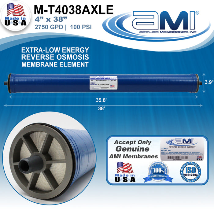 4" x 38" | 2,750 GPD | 100 PSI |  XLE Extra-Low Energy RO Membrane | Applied Membranes