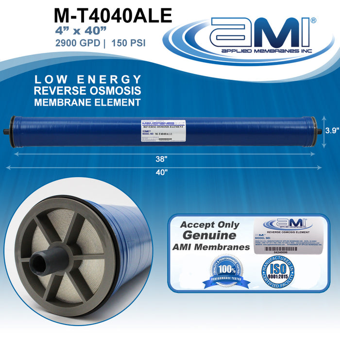 4" x 40" | 2,900 GPD | 150 PSI |  Low Energy RO Membrane | Applied Membranes