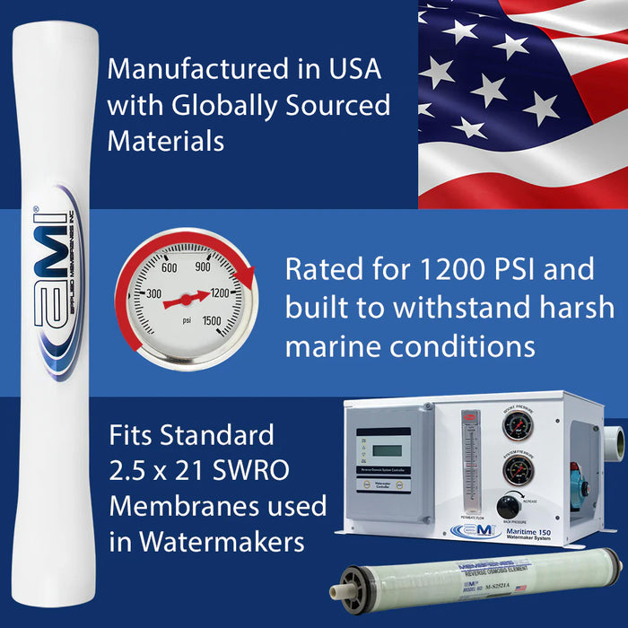 2.5" x 21" Fiberglass/FRP Seawater Membrane Housing Pressure Vessel for Watermaker