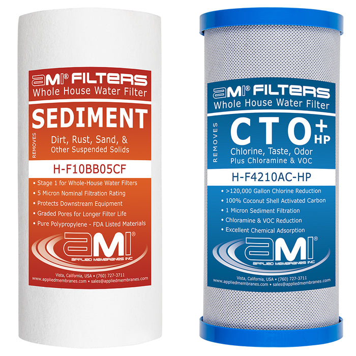 Replacement Filter Pack for Whole House Carbon & Sediment Water Filtration System | 10" 2-Stage