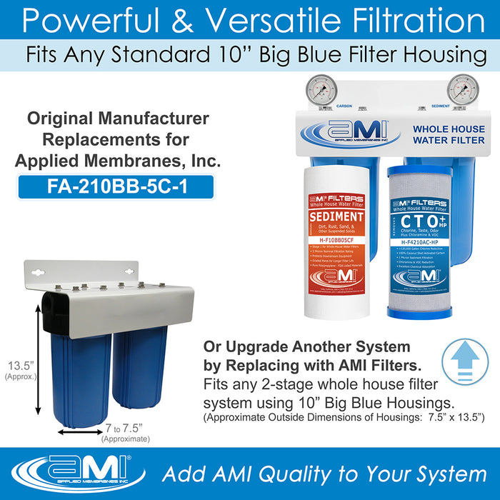 Replacement Filter Pack for Whole House Carbon & Sediment Water Filtration System | 10" 2-Stage