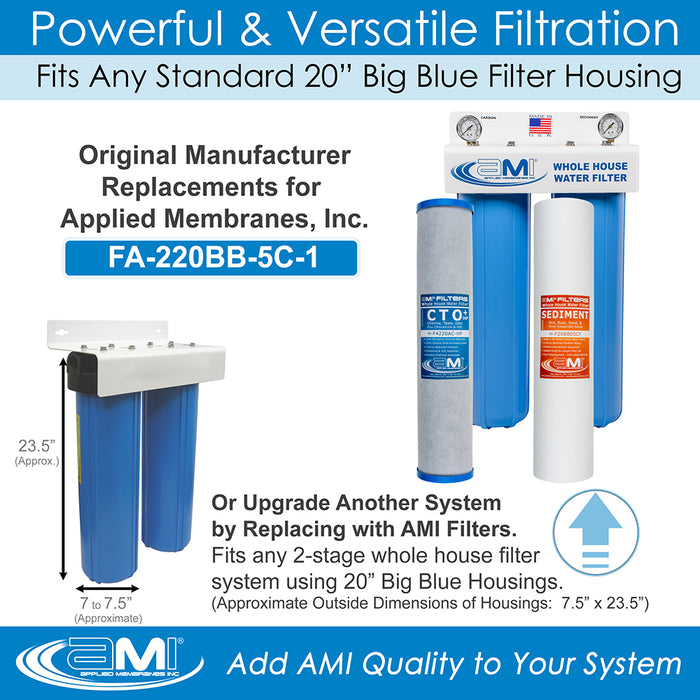 Replacement Filter Pack for Whole House Carbon & Sediment Water Filtration System | 20" 2-Stage