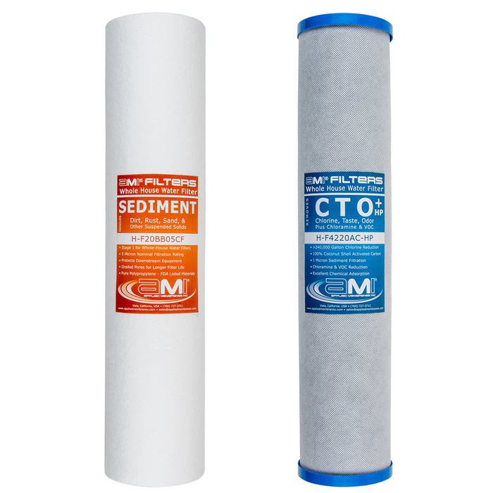 Replacement Filter Pack for Whole House Carbon & Sediment Water Filtration System | 20" 2-Stage