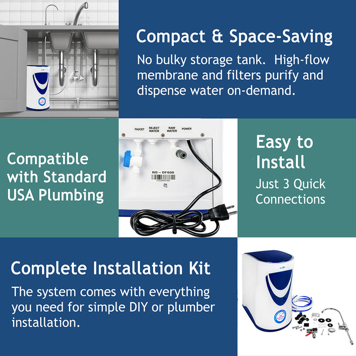 AMI Direct Flow - Tankless RO System for Home Water Treatment | 600 GPD