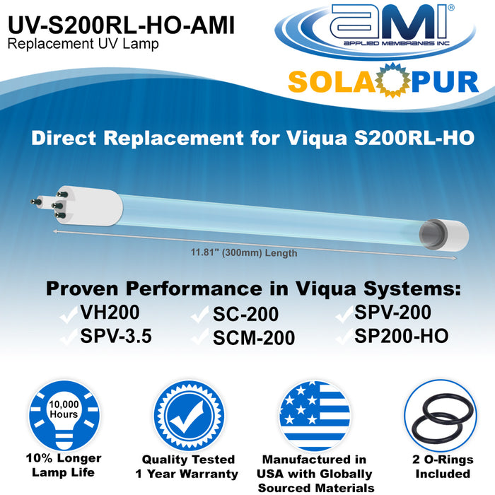 S200RL-HO Replacement UV Lamp for VIQUA VH200, SC-200, SPV-200