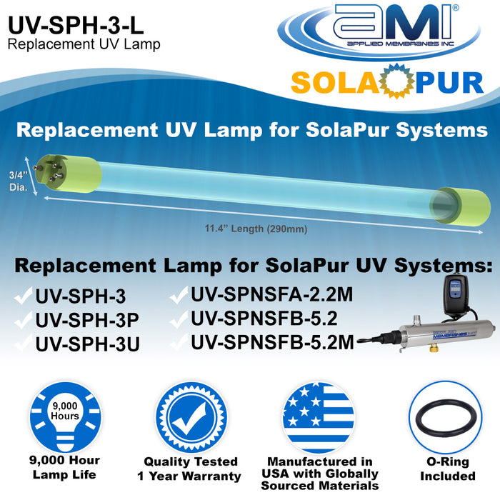 UV Lamp Replacement for Solapur UV-SPH-3 Ultraviolet Water Treatment Systems