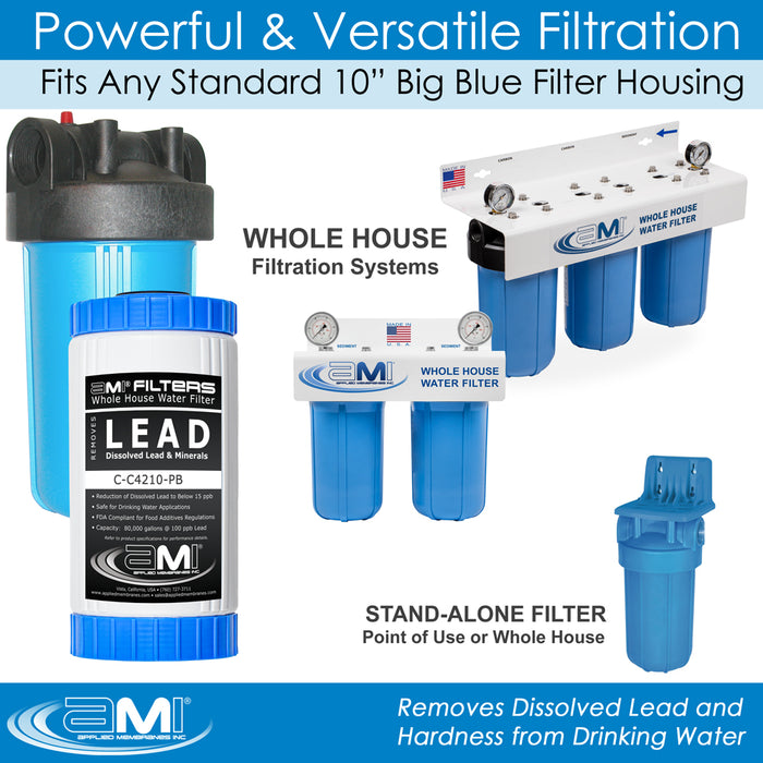 Dissolved Lead 4.5x10" | Lead Reducing Filter Cartridge for Whole House | For 10" Big Blue Housing