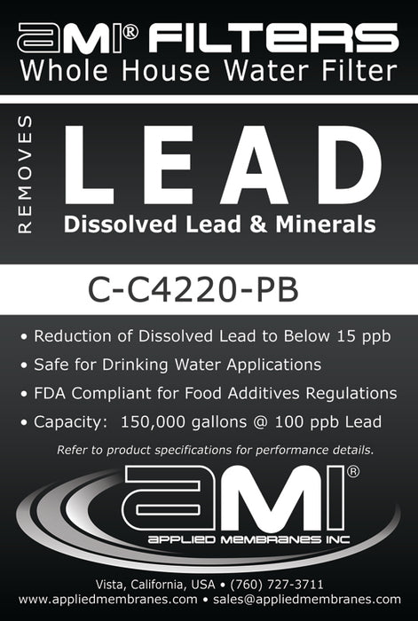 Dissolved Lead 4.5x20" | Lead Reducing Filter Cartridge for Whole House | For 20" Big Blue Housing