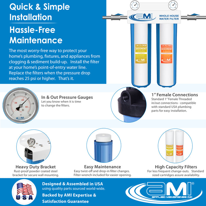 10" Big Blue 2 Stage | Whole House Water Filter System for Fine Sediment Filtration