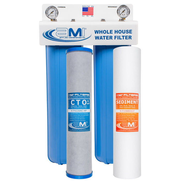 20" Big Blue 2 Stage | Whole House Water Filter System For Sediment, Chlorine & Chemical Reduction | Sediment + Carbon