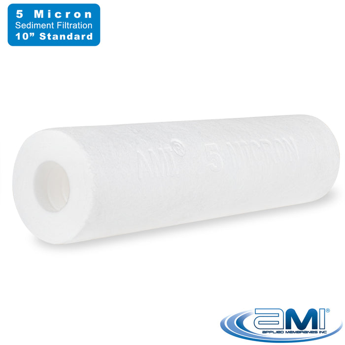 10" Sediment Water Filter | 5 Micron Filtration Rating | Melt-Blown Polypropylene Depth Filter