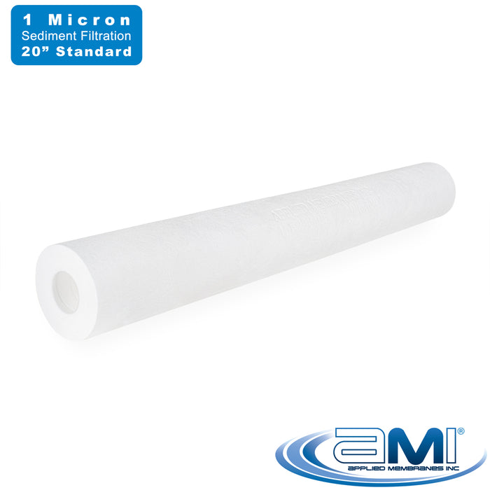 20" Sediment Water Filter | 1 Micron Filtration Rating | Melt-Blown Polypropylene Depth Filter