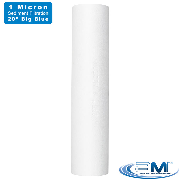 20" Big Blue Sediment Water Filter | 1 Micron Filtration Rating | Melt-Blown Polypropylene Depth Filter