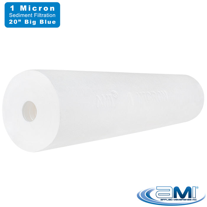 20" Big Blue Sediment Water Filter | 1 Micron Filtration Rating | Melt-Blown Polypropylene Depth Filter