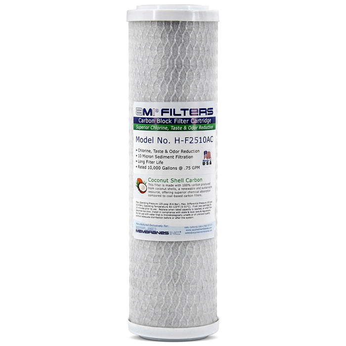 10" Standard | Carbon Block Filter Cartridge | Chlorine, Taste, Odor Water Filter | 2.5" x 10" | AMI