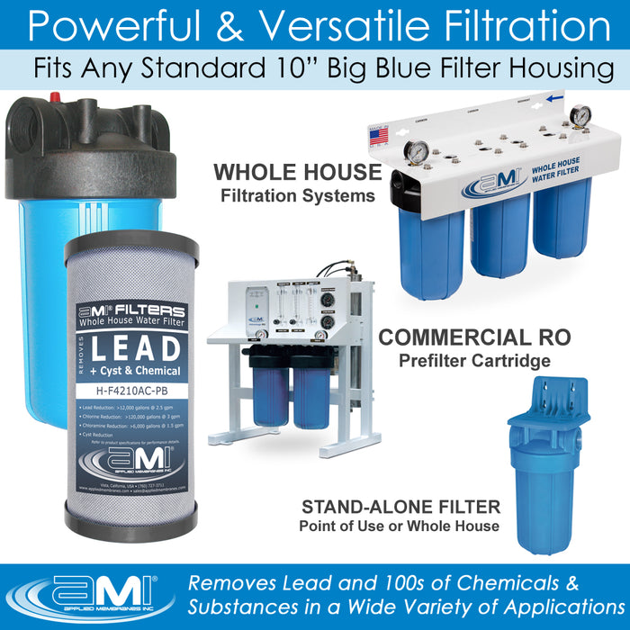 Whole House Compatible Big Blue Replacement Water Filters (4.5" X 10"): (1) Sediment - (1) Carbon Block Cartridge By Oceanic Water Systems