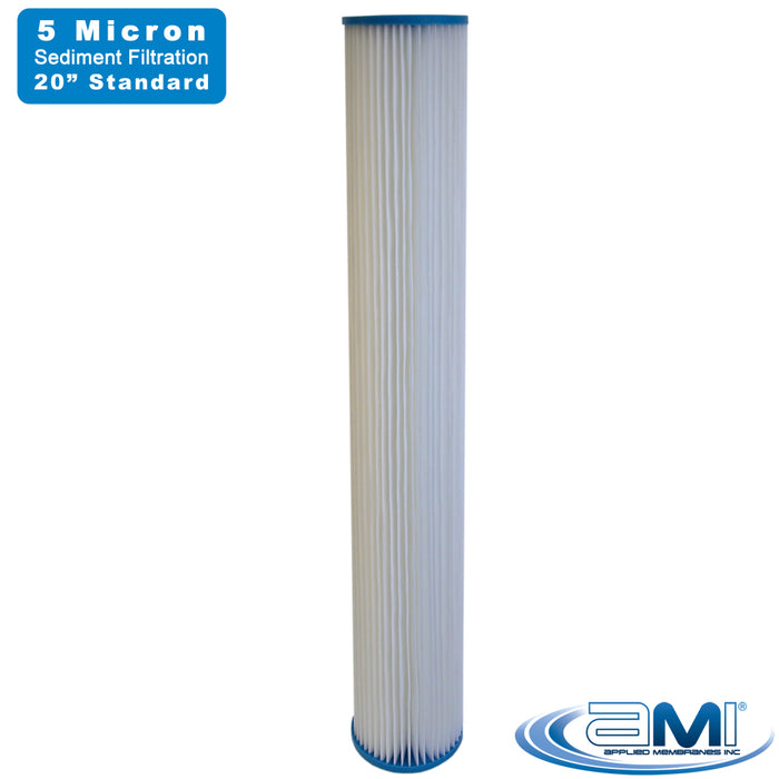 Pleated Sediment Water Filter | 20" Standard | 5 Micron Water Filtration Rating