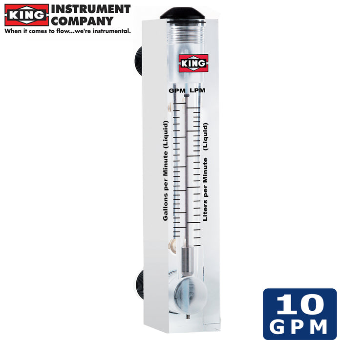 10 GPM Flow Meter | Panel Mount | King 75202106C-02 Rotameter Flowmeter