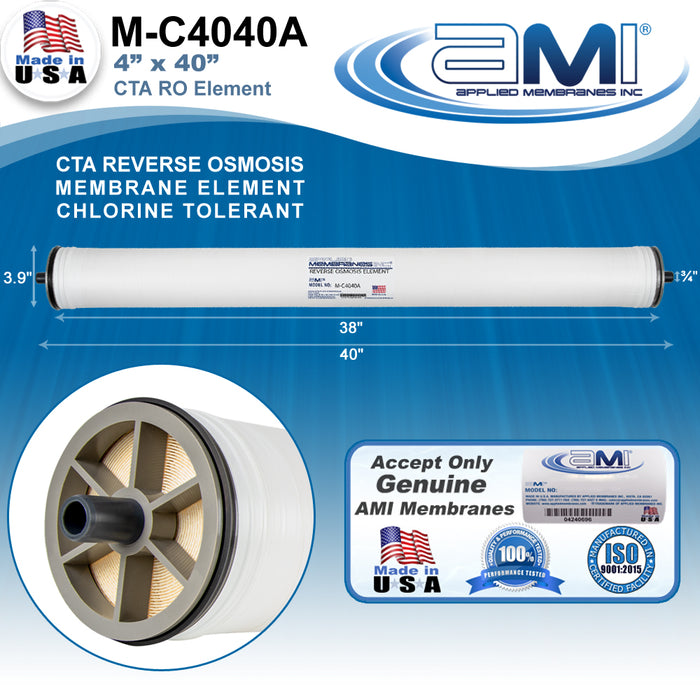 4" x 40" | CTA Commercial Reverse Osmosis RO Membrane | Chlorine Tolerant | Applied Membranes