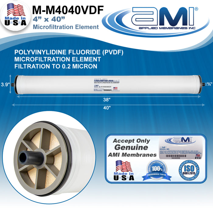 4" x 40" | PVDF Microfiltration Membrane Element | Polyvinylidene Fluoride