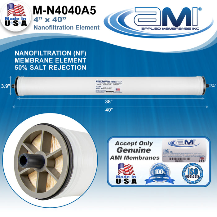 4" x 40" Nanofiltration Membrane | NF 50| 50% Salt Rejection