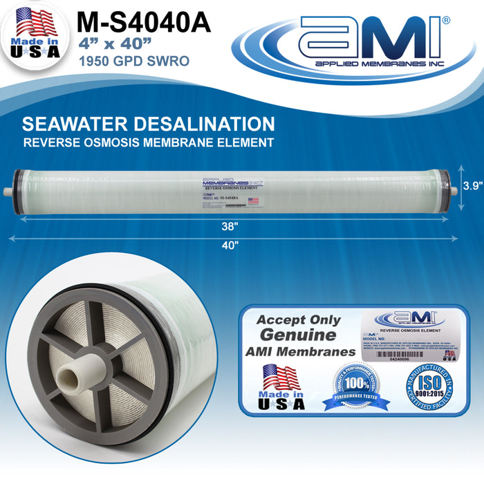 4"x40" | 1950 GPD | 99.6% Salt Rejection | Seawater RO Membrane | Applied Membranes