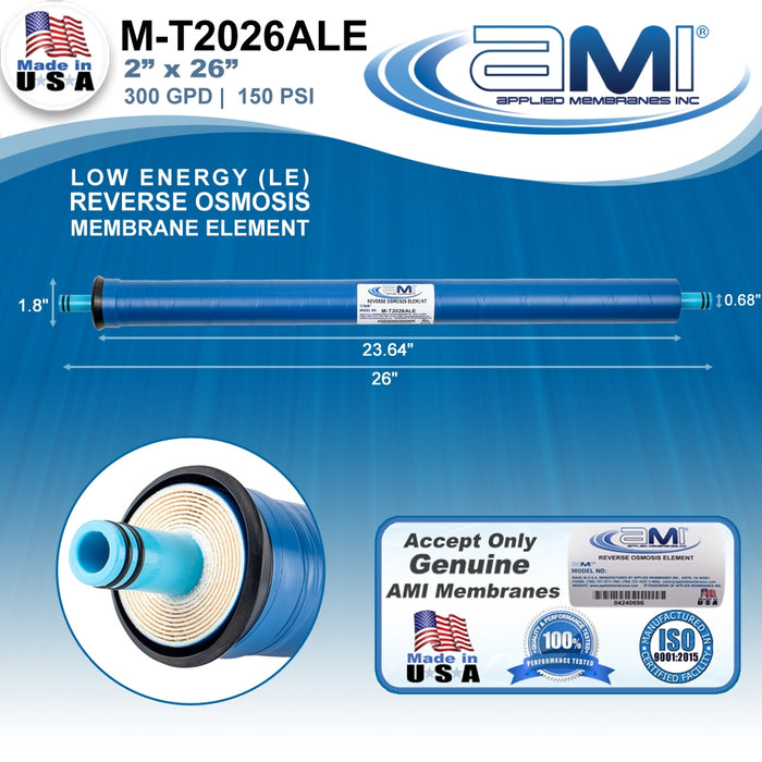 2” x 26” | 300 GPD | 150 PSI | Low Energy RO Membrane | Applied Membranes