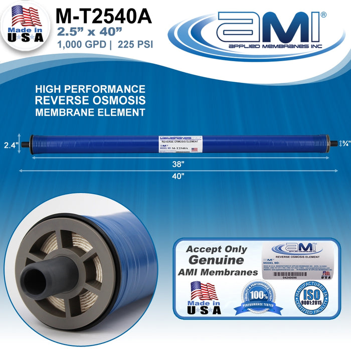 2.5" x 40" | 1000 GPD Commercial Reverse Osmosis RO Membrane | Applied Membranes