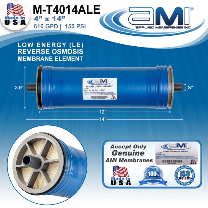 4" x 14" | 610 GPD | 150 PSI | Low Energy RO Membrane | Applied Membranes