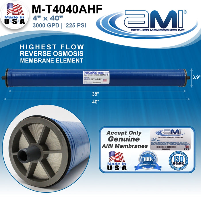 4" x 40" | 3,000 GPD High Flow Commercial Reverse Osmosis RO Membrane | Applied Membranes