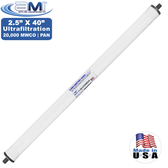 2.5" x 40" Ultrafiltration Membrane | Polyacrylonitrile (PAN) UF | 20,000 MWCO