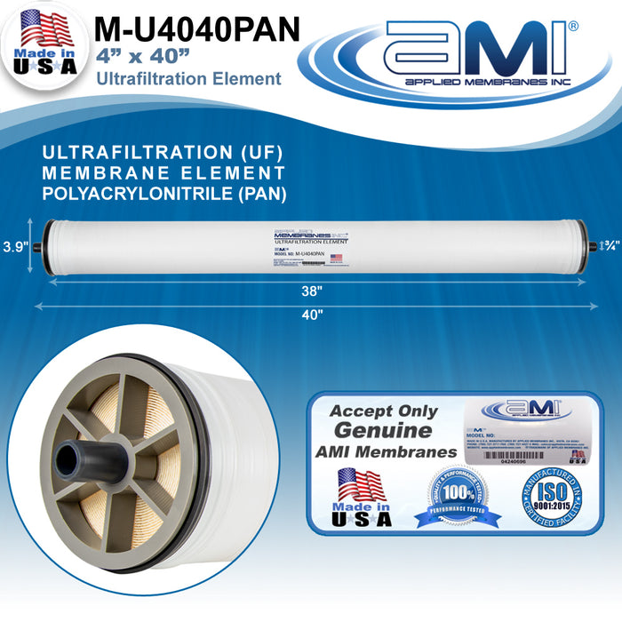 4" x 40" Ultrafiltration Membrane | Polyacrylonitrile (PAN) UF | 20,000 MWCO