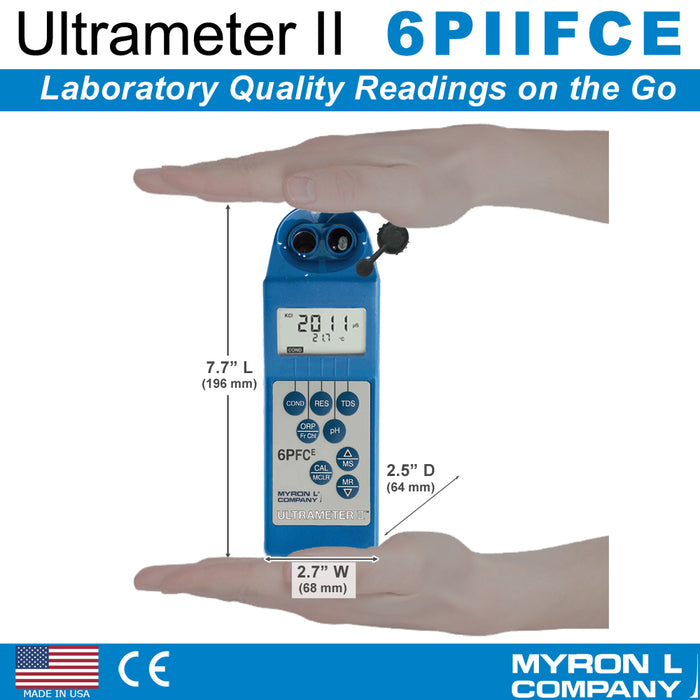 Myron L Ultrameter II 6PFCE Water Tester for Conductivity, Resistivity, TDS, ORP, Free Chlorine, pH, and Temperature